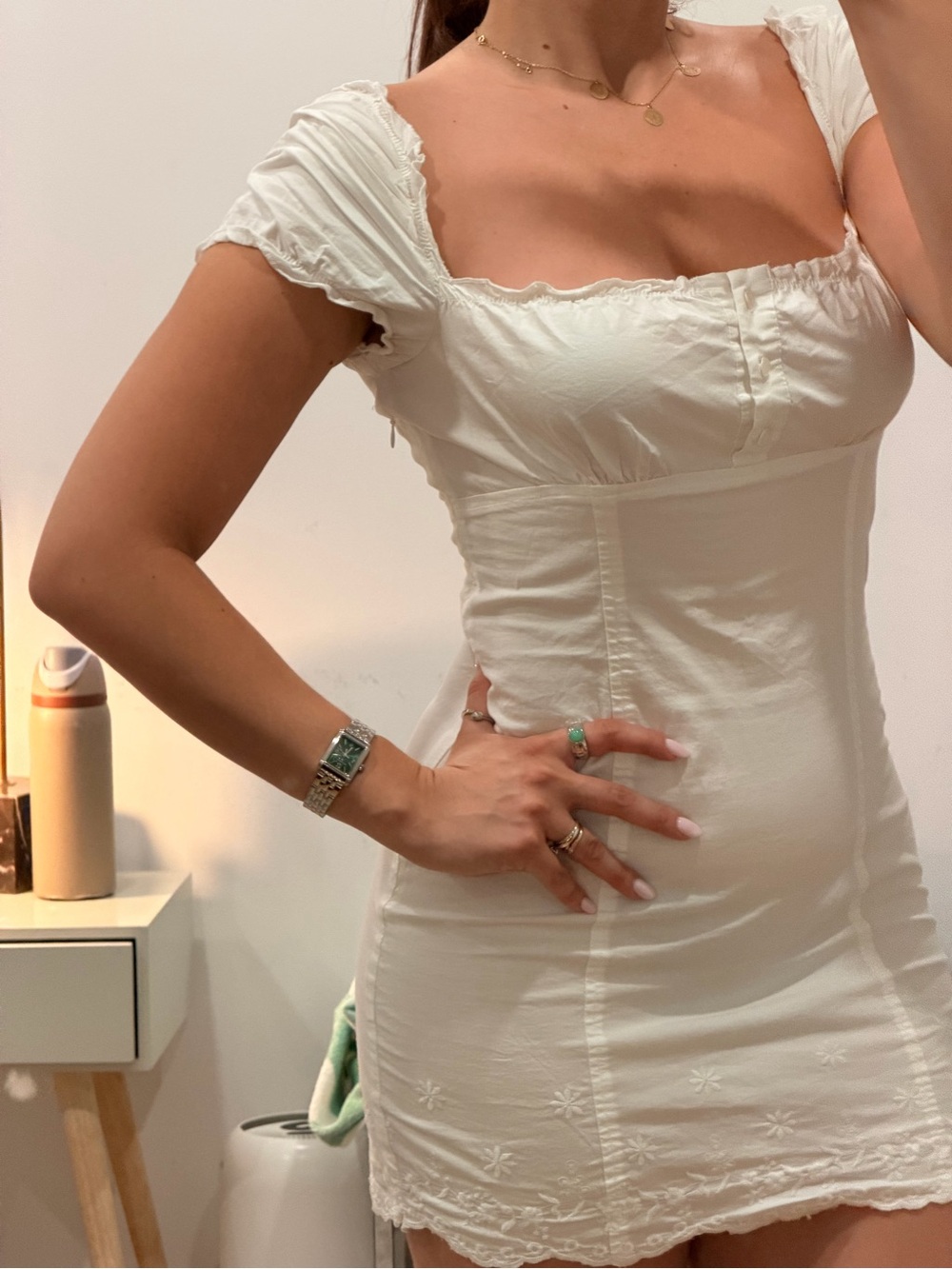 Women's Cream Lace-Trim Slip Dress - Picture 4 of 4
